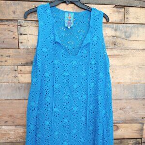 Johnny Was blue rayon sleeveless cover up M